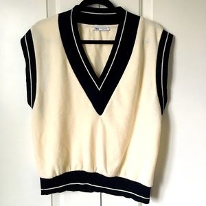 Black and cream sweater vest